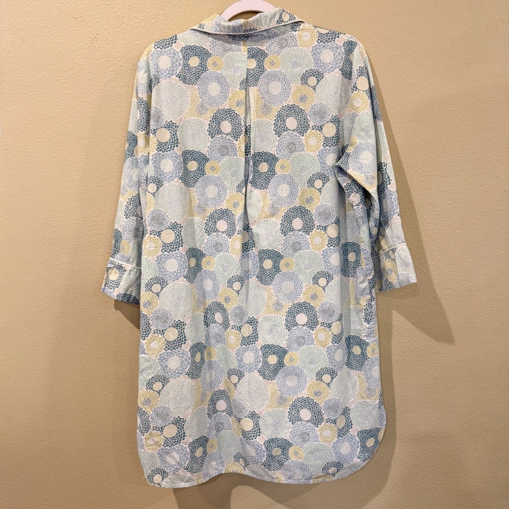 The Company Store Womens Blue Green Floral Cotton Nightgown Sleep Shirt Large - Picture 4 of 13